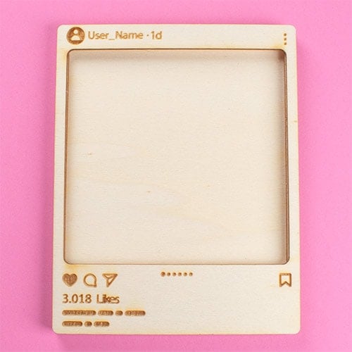 Personalised Wooden Social Media Frame for Square Photo Product Image