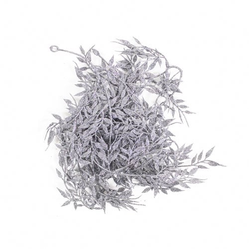 Pewter Grey Glitter Ficus Leaves Garland 1.8m Product Gallery Image