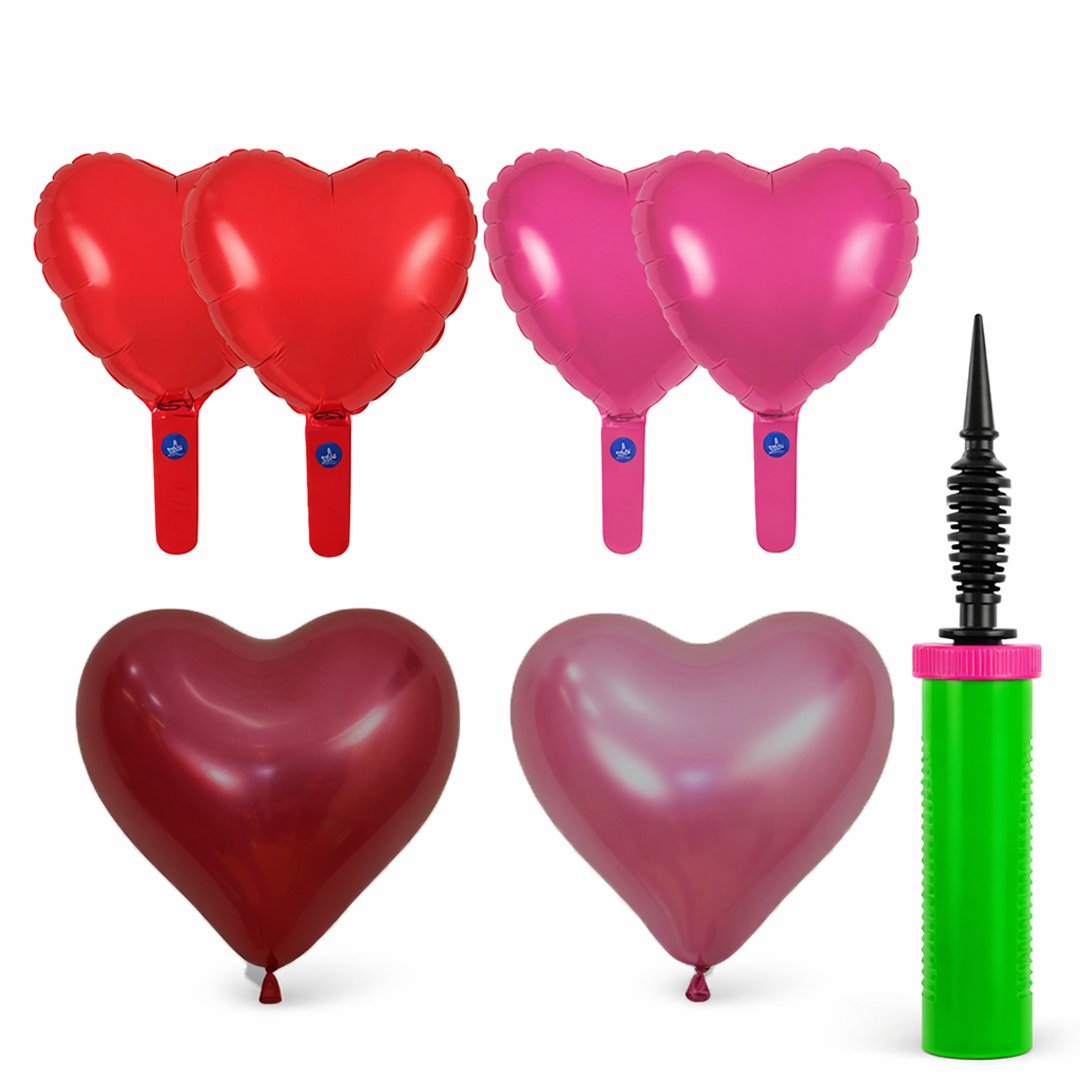 Pink & Red Hearts Air Fill Valentine's Balloon Kit