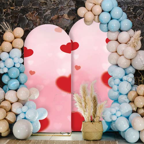 Pink & Red Hearts Design Arch Sailboard Backdrop Product Gallery Image