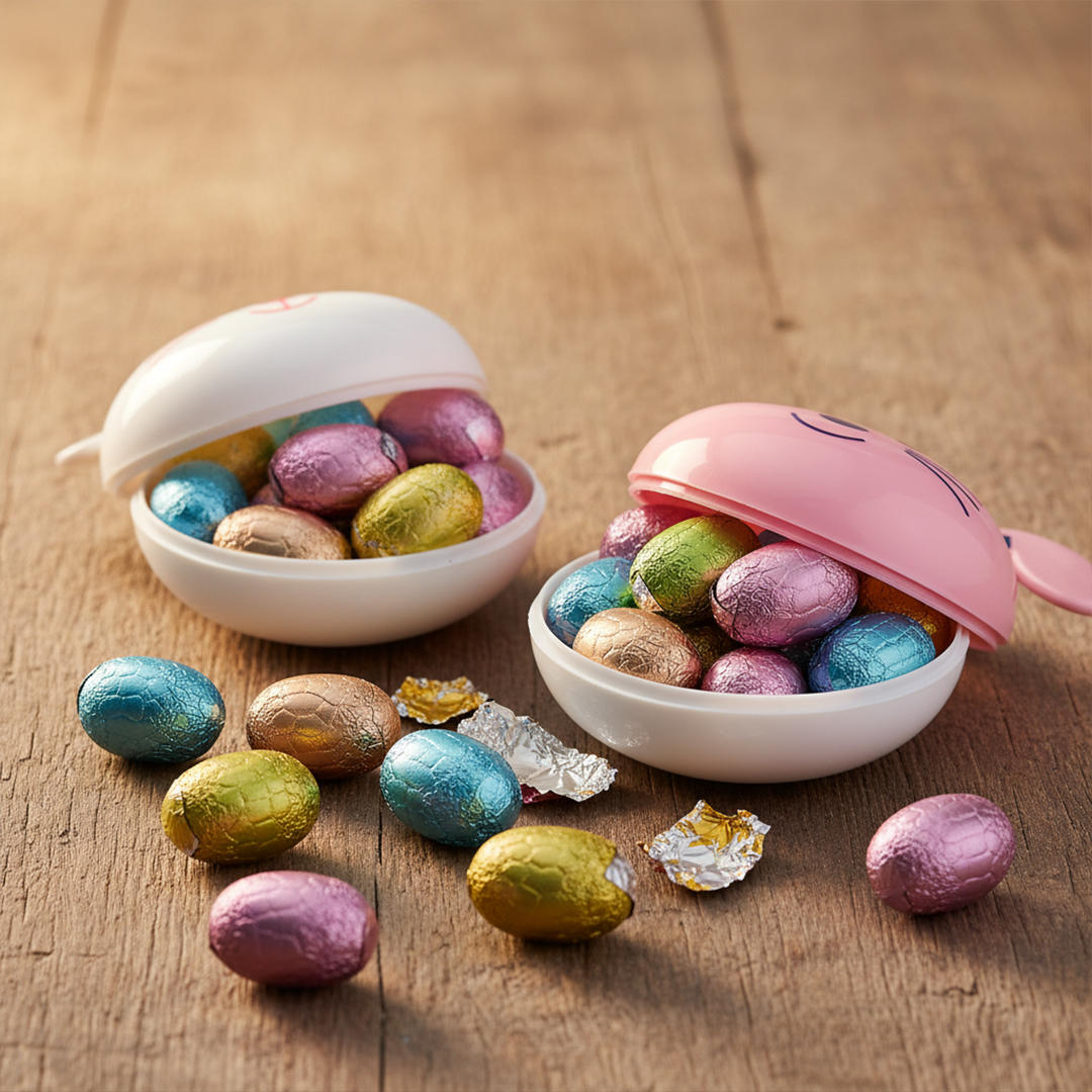 Pink & White Bunny Head Easter Plastic Filler Eggs - Pack of 6 Product Gallery Image