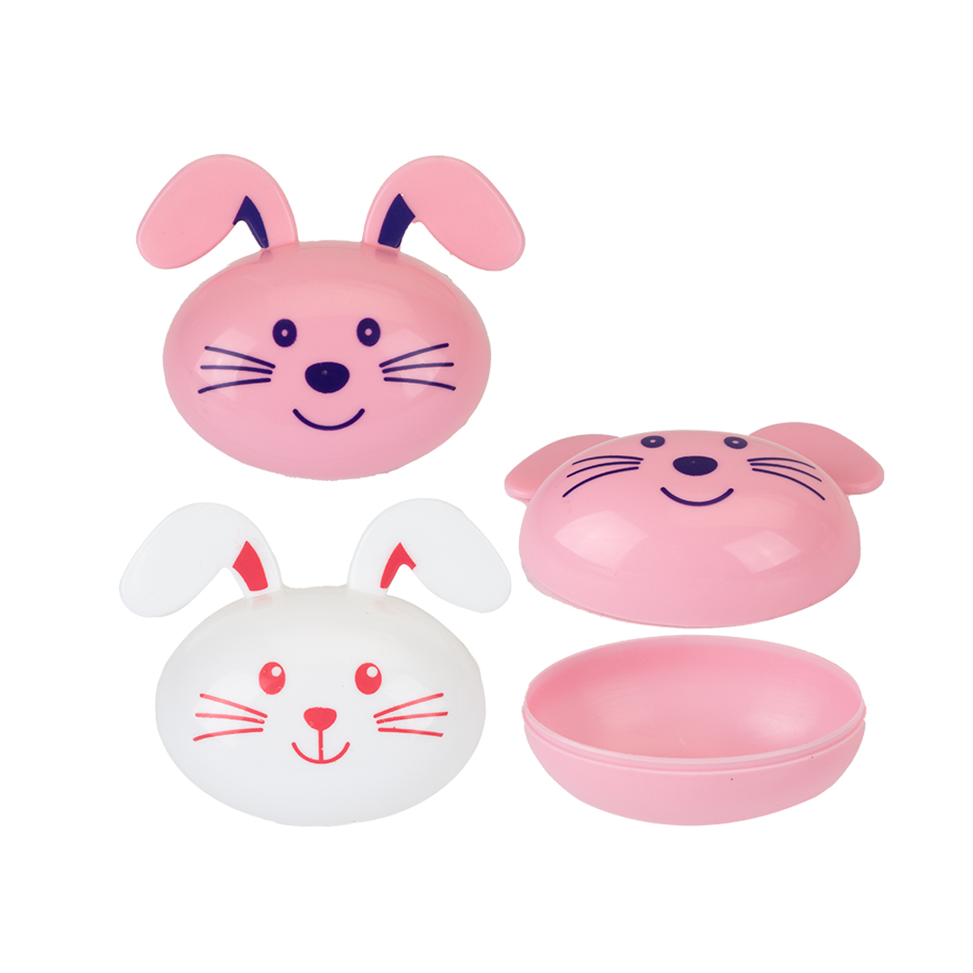 Pink & White Bunny Head Easter Plastic Filler Eggs - Pack of 6