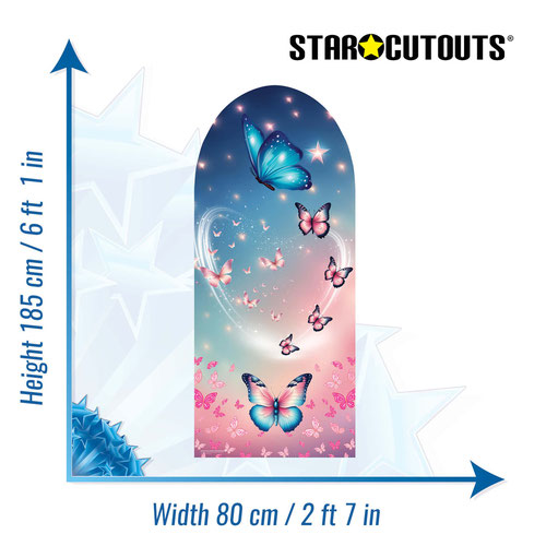 Pink and Blue Butterfly Single Backdrop Cardboard Cutout 185cm Product Gallery Image