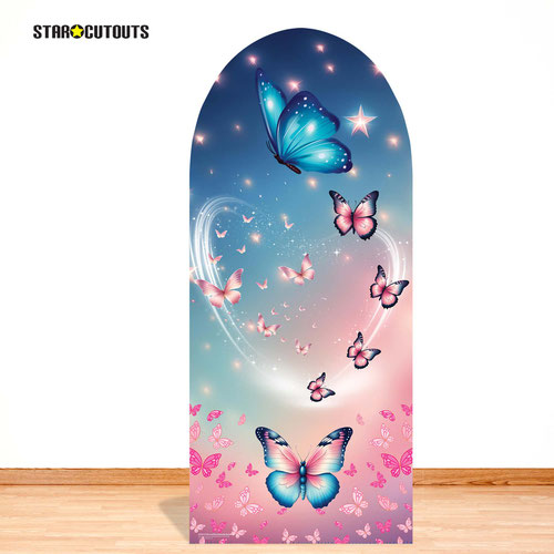 Pink and Blue Butterfly Single Backdrop Cardboard Cutout 185cm Product Gallery Image