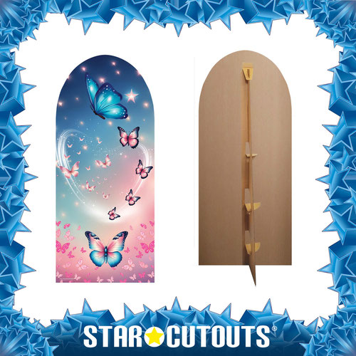 Pink and Blue Butterfly Single Backdrop Cardboard Cutout 185cm Product Gallery Image