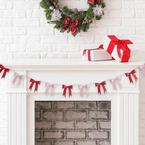 Pink & Red Bow 3D Card Garland 2.5m