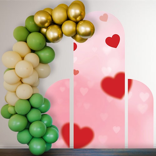 Pink & Red Hearts Design Arch and Two Sides Sailboard Backdrop Product Gallery Image