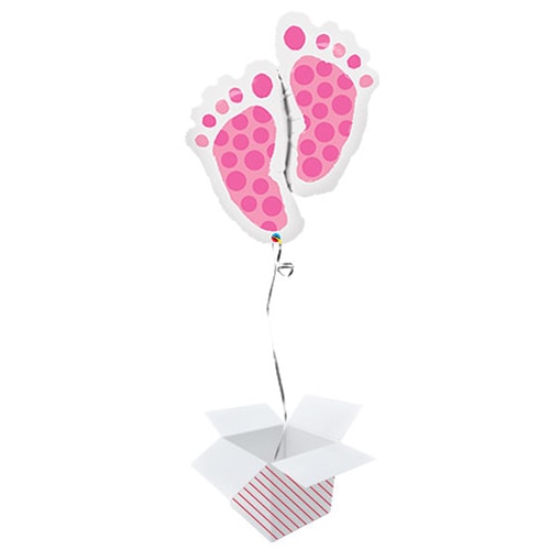 Pink Baby Feet Helium Foil Giant Qualatex Balloon - Inflated Balloon in a Box