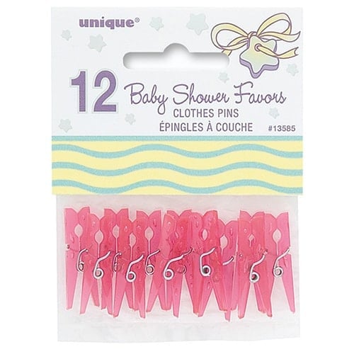 Pink Baby Shower Theme Baby Clothes Pins - Pack of 12 Product Image