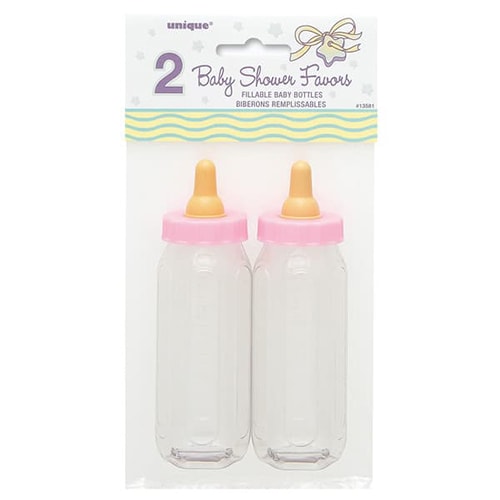 thumbnail image 2 of 24pc Pink & Blue Fillable Plastic Milk Bottles Baby Shower Favors By Matchabow 2 of 6