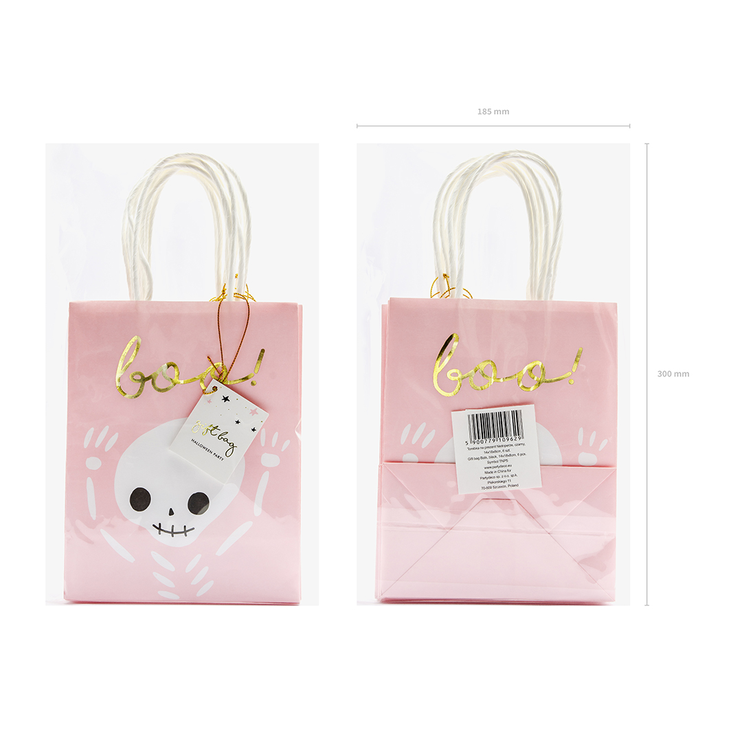 Pink BOO Halloween Paper Party Bag with Handles 14cm View 9