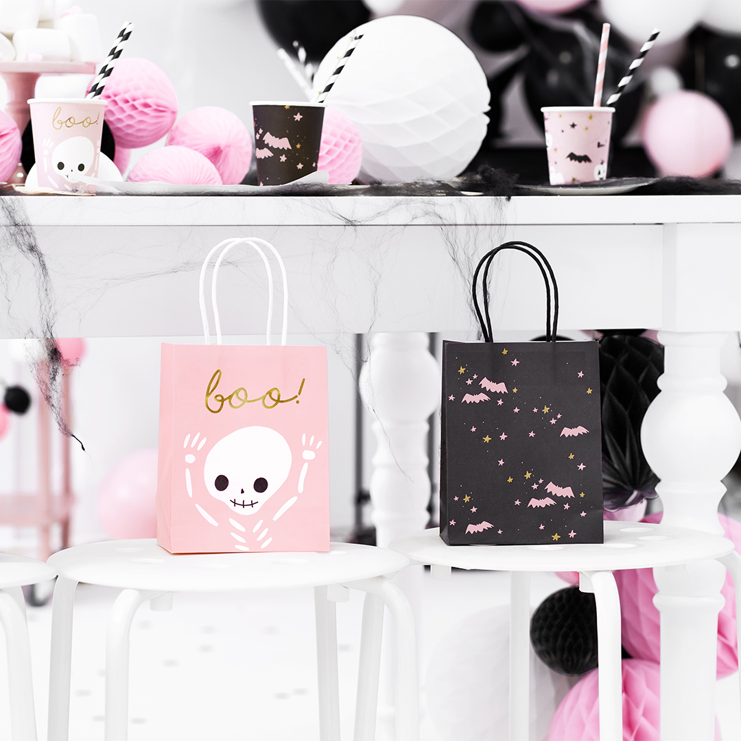 Pink BOO Halloween Paper Party Bag with Handles 14cm View 3