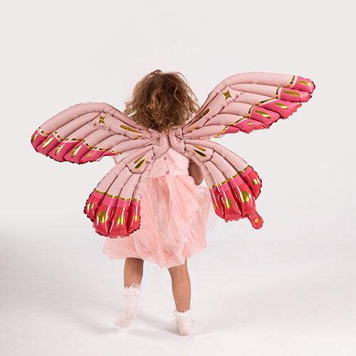 Pink Butterfly Wings Fancy Dress Matte Air Fill Foil Balloon 102cm / 40 in Product Gallery Image