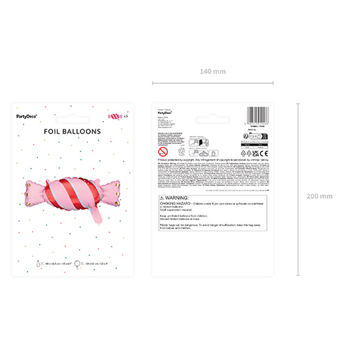 Pink Candy Stripe Sweet Mini Air Fill Foil Balloon 40cm / 15 in - Pack of 5 Product Gallery Image