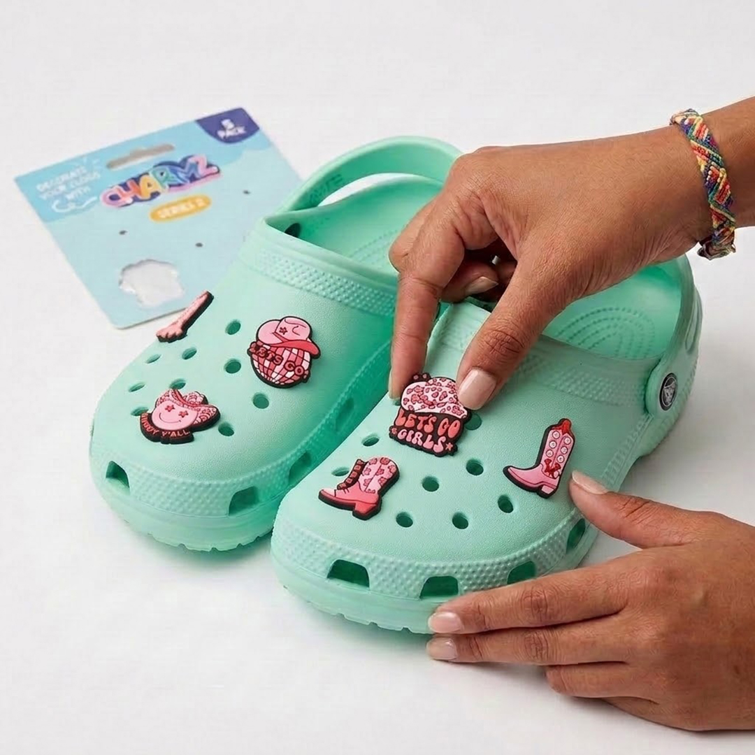 Pink Cowgirl Clog Charmz Shoe Accessories - Pack of 5 View 2
