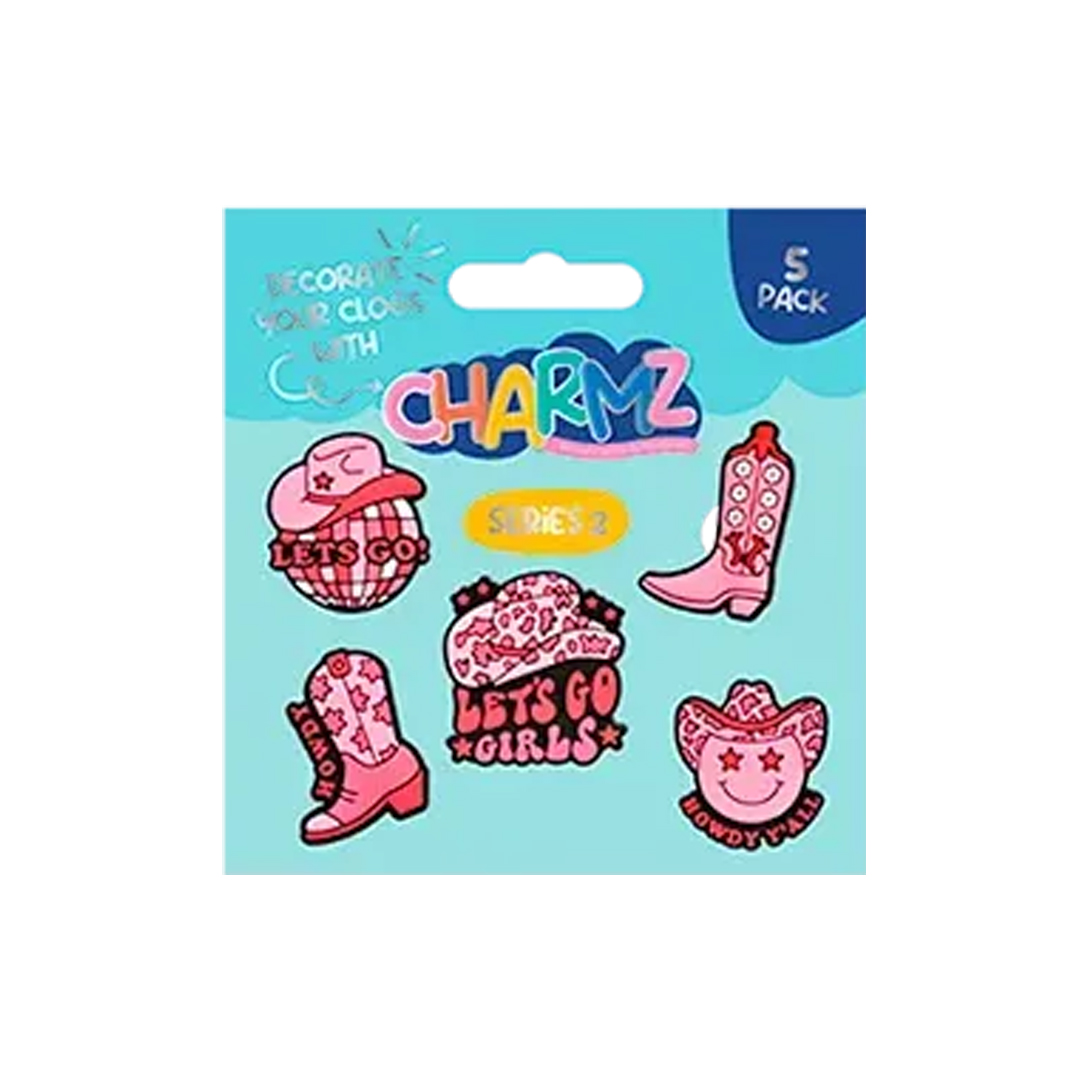 Pink Cowgirl Clog Charmz Shoe Accessories - Pack of 5