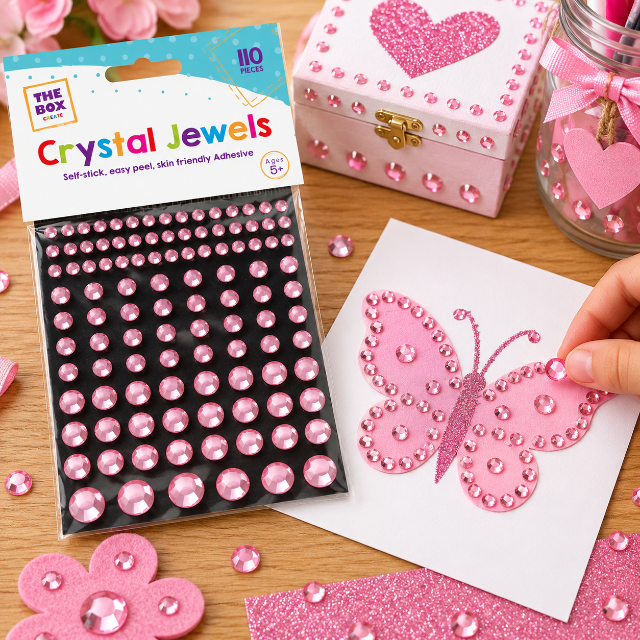 Pink Crystal Jewels Self Adhesive Decorative Craft Gems - Pack of 110