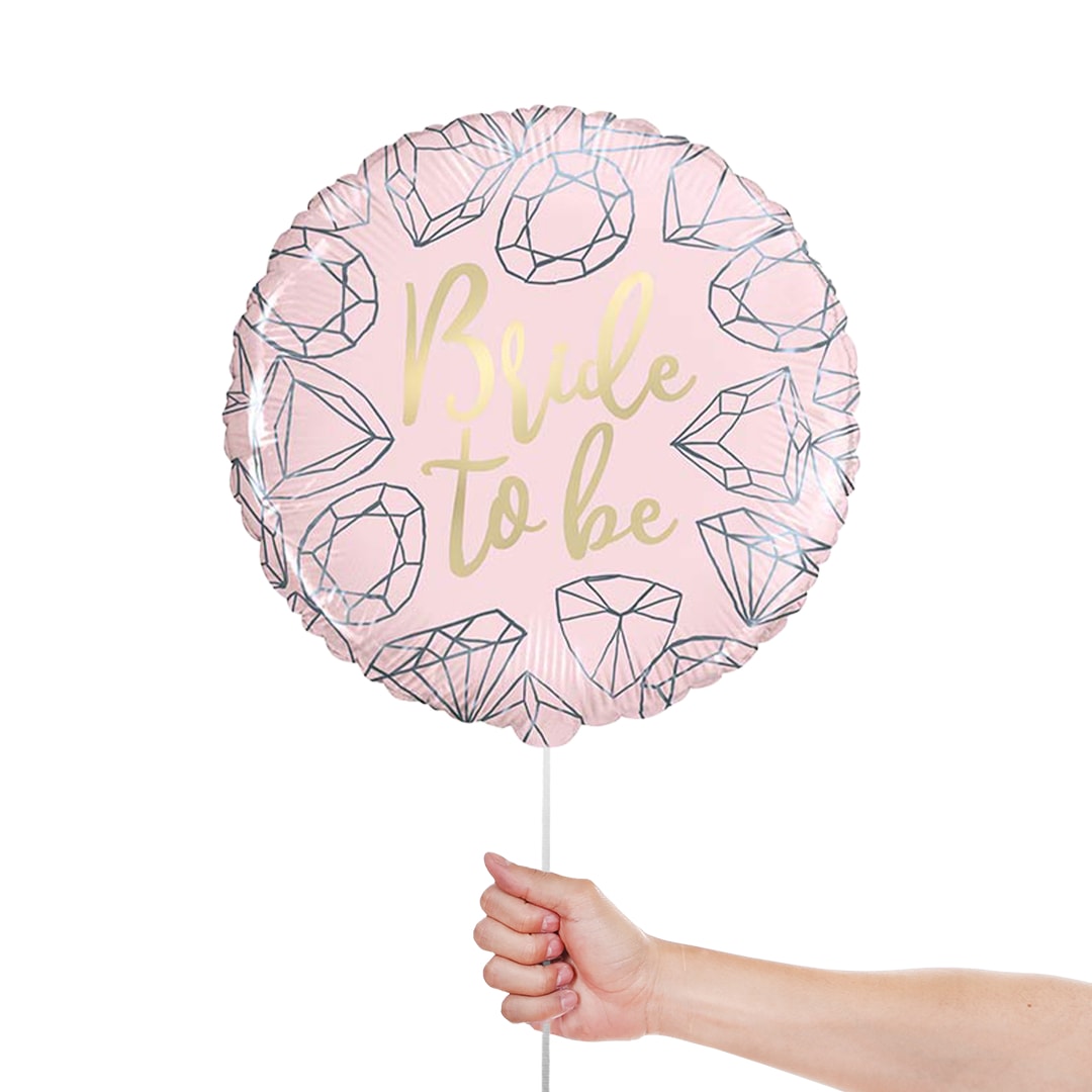 Pink Diamond Bride to Be Round Foil Helium Balloon 46cm / 18 in Product Gallery Image
