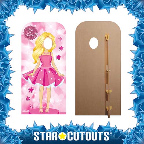Pink Doll Stand In Cardboard Cutout 193cm - Perfect for Barbie Themed Parties Product Gallery Image