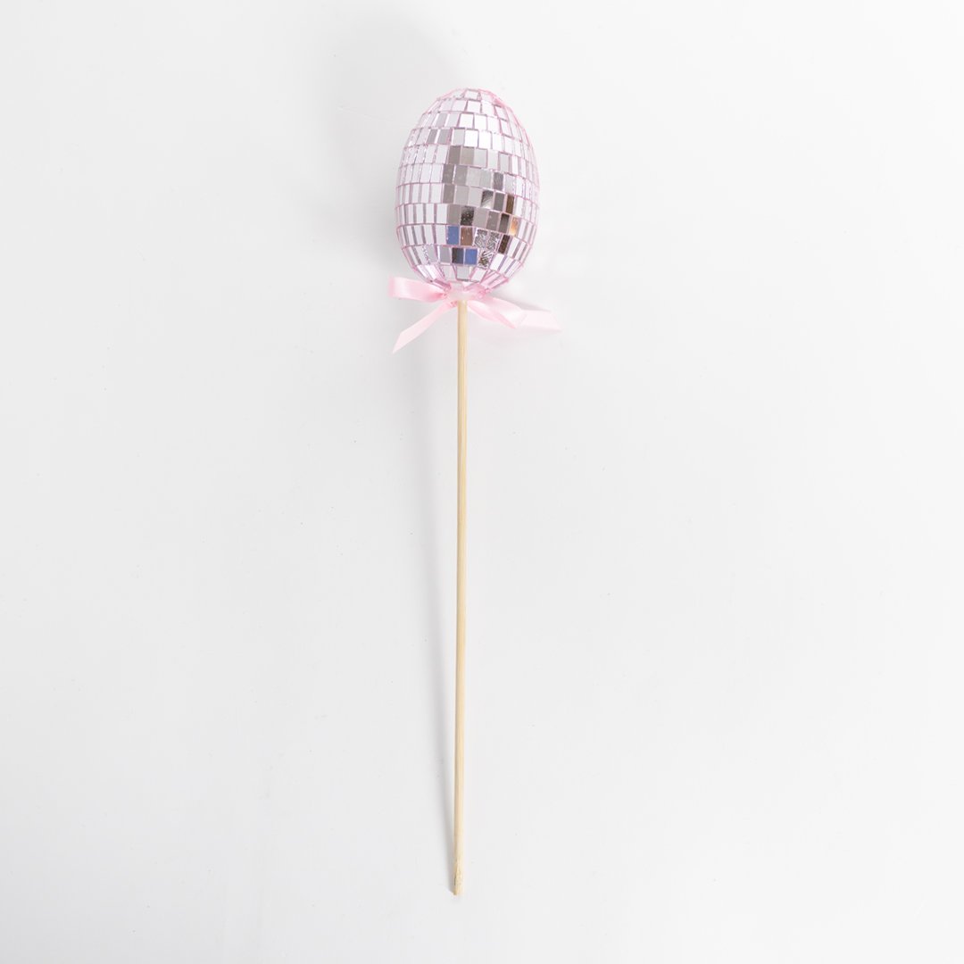 Pink Easter Disco Egg Pick Decoration 28cm