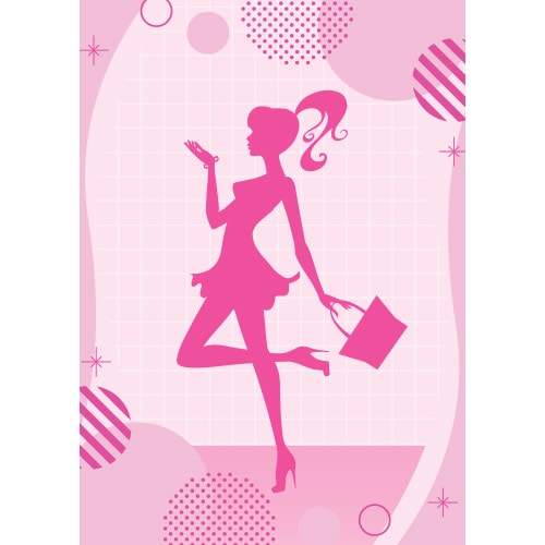 Pink Fashion Doll Silhouette Design Poster PVC Party Sign Decoration Product Gallery Image