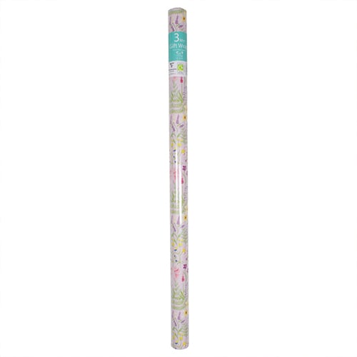 Pastel Pink Floral Gift Wrapping Paper Roll 3m Product Gallery Image