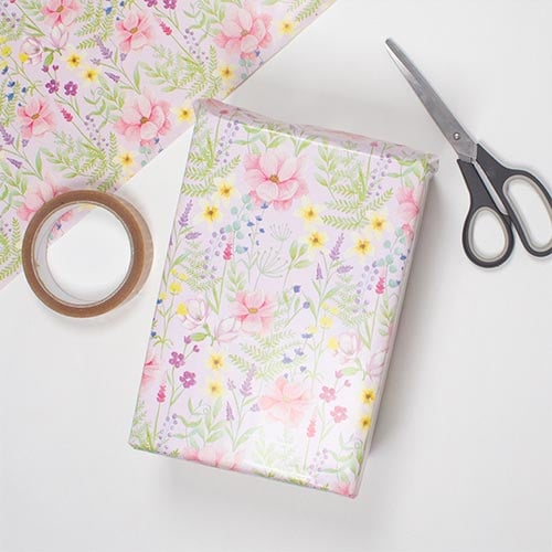 Pastel Pink Floral Gift Wrapping Paper Roll 3m Product Gallery Image