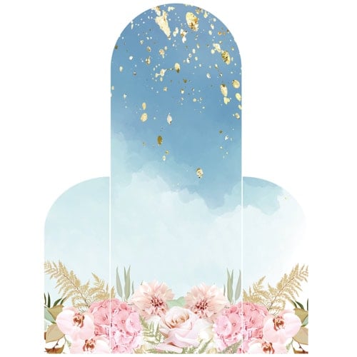 Pink Flowers & Blue Watercolour Design Arch and Two Sides Sailboard Backdrop Product Gallery Image