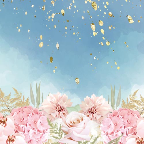 Pink Flowers & Blue Watercolour Design Square Sailboard Backdrop Product Gallery Image