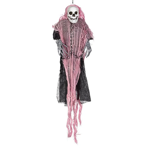 Pink Girl Skeleton Settler Halloween Prop Hanging Decoration 40cm Product Gallery Image