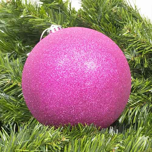 Pink Glitter Shatterproof Christmas Bauble 15cm Tree Ornament Product Gallery Image