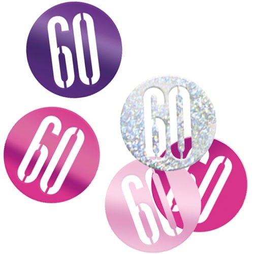 Pink Glitz Age 60 Holographic Assorted Table Confetti 14 Grams Product Image