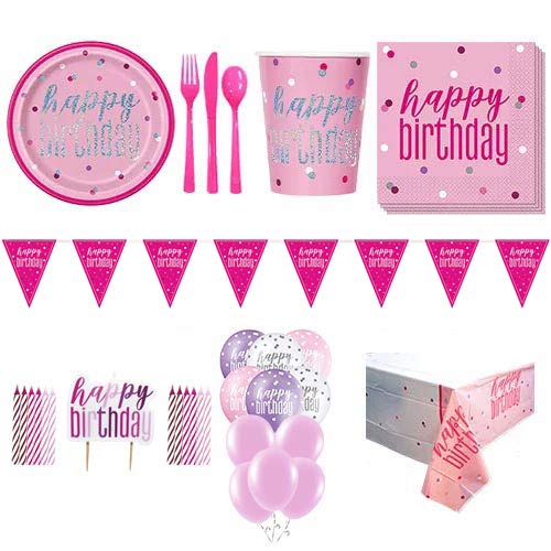 Pink Glitz Happy Birthday 16 Person Deluxe Party Pack Product Image