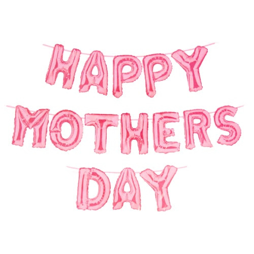 Light Pink Happy Mothers Day Spellout Air Fill Foil Balloon Banner Kit Product Gallery Image