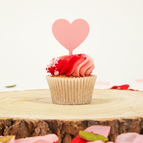 Pink Heart Pick Acrylic Cake Toppers - Pack of 6 Product Gallery Image