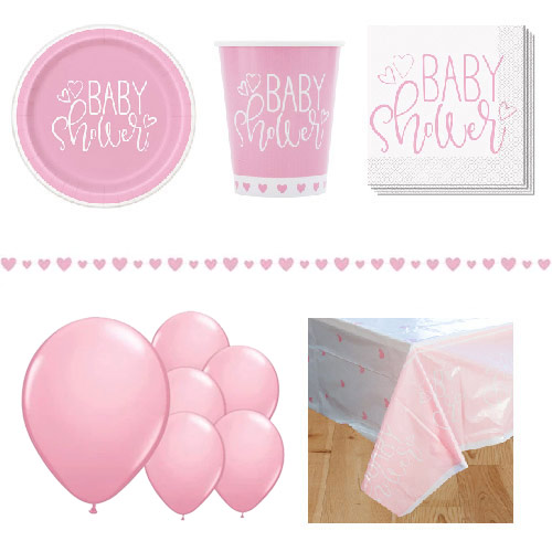Pink Hearts Baby Shower 8 Person Deluxe Party Pack Product Image