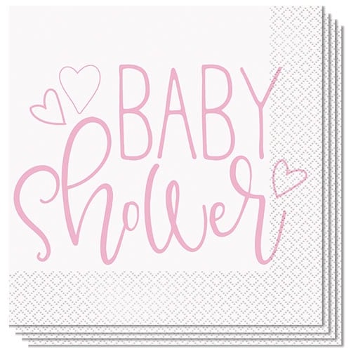 Pink Hearts Baby Shower Luncheon Napkins 33cm 2Ply - Pack of 16 Product Image