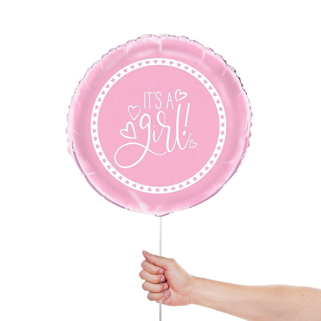 Pink Hearts Baby Shower Round Foil Helium Balloon 46cm / 18 in Product Gallery Image