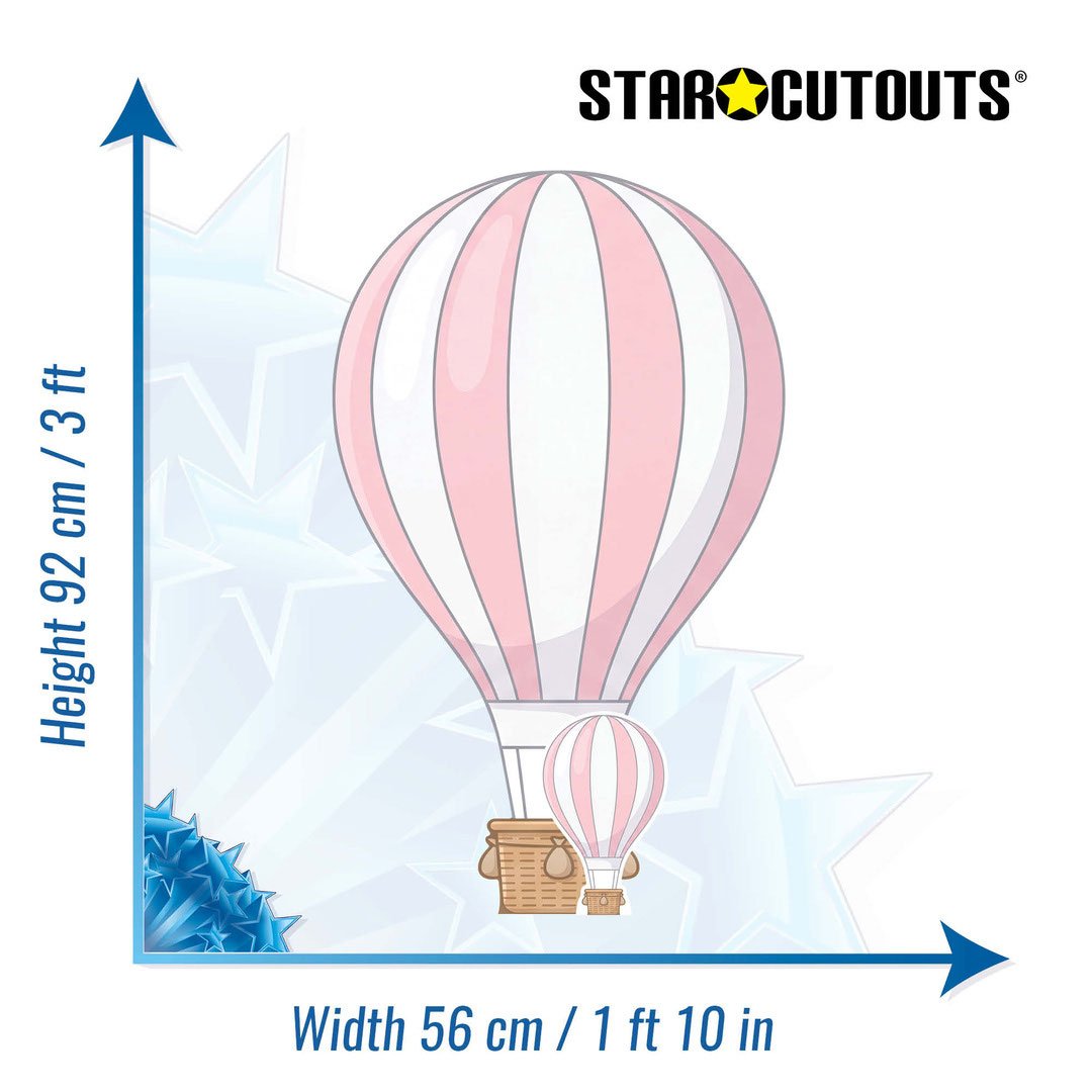 Pink Hot Air Balloon Star Mini Cardboard Cutout 92cm Product Gallery Image