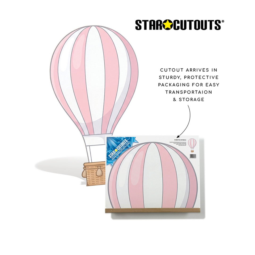 Pink Hot Air Balloon Star Mini Cardboard Cutout 92cm Product Gallery Image