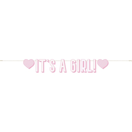 Pink It's a Girl Cardboard Letter Banner 152cm Product Image