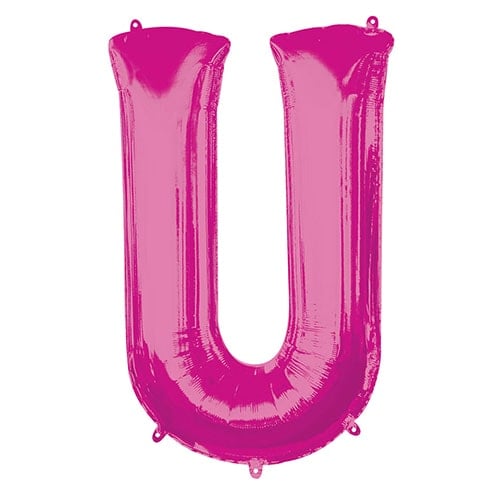 Pink Letter U Air Fill Foil Balloon 40cm / 16 in Product Image