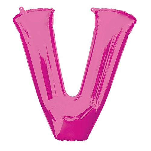 Pink Letter V Air Fill Foil Balloon 40cm / 16 in Product Image