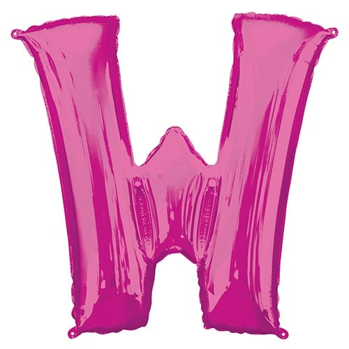 Pink Letter W Air Fill Foil Balloon 40cm / 16 in Product Image