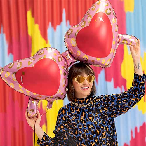 Pink Love Heart Shaped Sunglasses Giant Helium Foil Balloon 116cm / 46 in Product Gallery Image