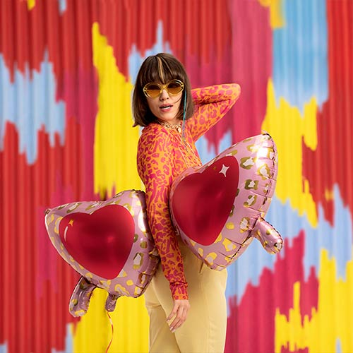 Pink Love Heart Shaped Sunglasses Giant Helium Foil Balloon 116cm / 46 in Product Gallery Image