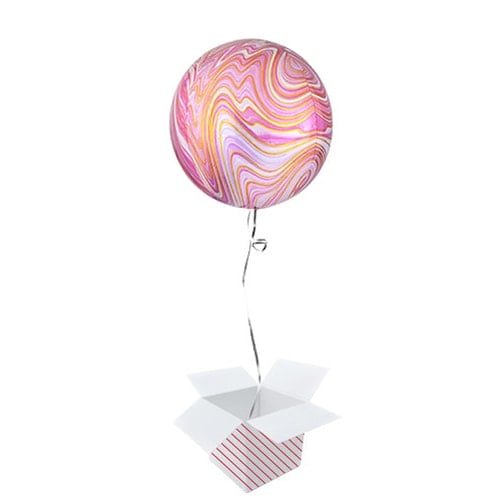 Pink Marblez Orbz Foil Helium Balloon - Inflated Balloon in a Box Product Gallery Image