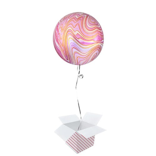 Pink Marblez Orbz Foil Helium Balloon - Inflated Balloon in a Box Product Image