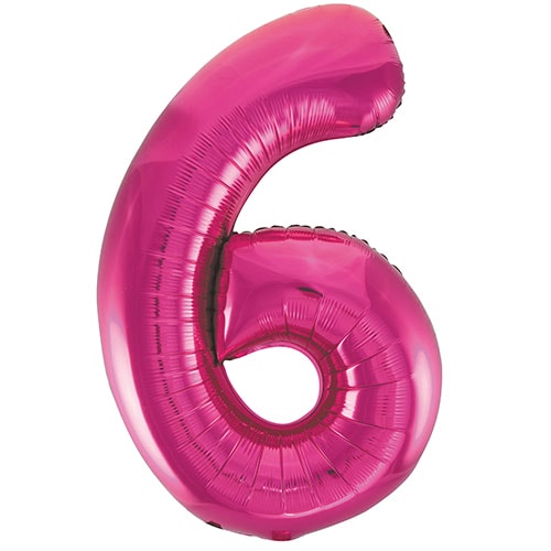 Pink Number 6 Helium Foil Giant Balloon 86cm / 34 in Product Image