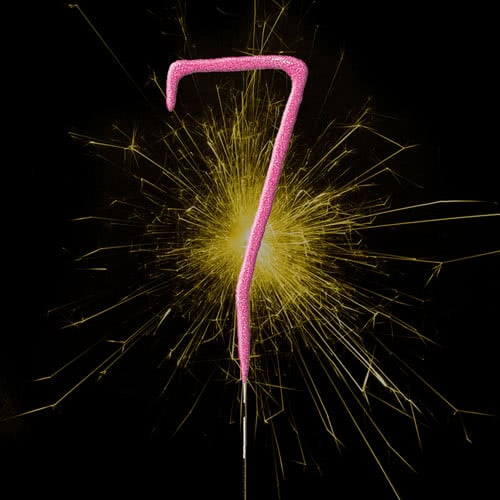Pink Number 7 Non Hand Held Sparkler - 18cm Product Image